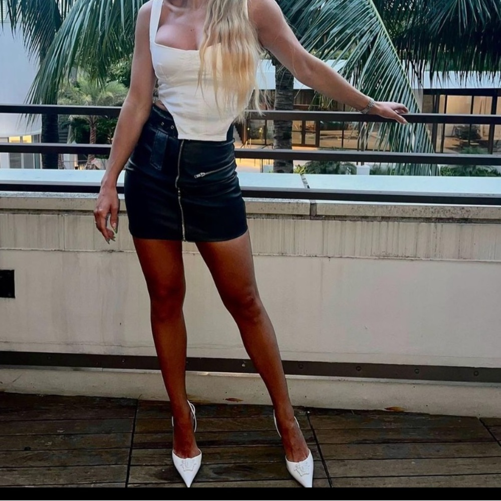 Black skirt Schwartz Nero falda pleather zip